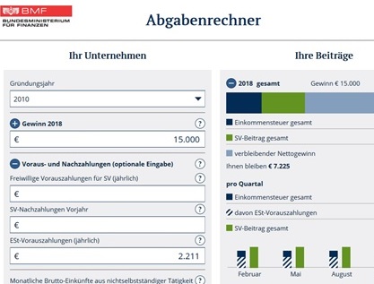 © BMF Abgabenrechner des Finanzministeriums getestet