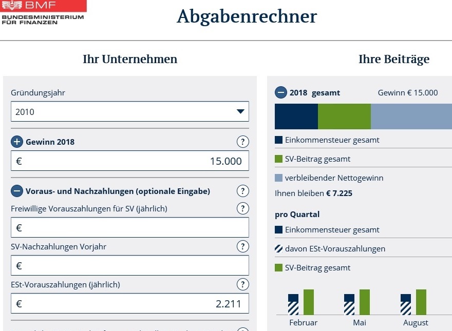 Abgabenrechner des Finanzministeriums getestet